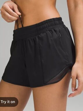 lululemon athletica Hotty hot  4” Black Elastic-Waist Athletic Shorts